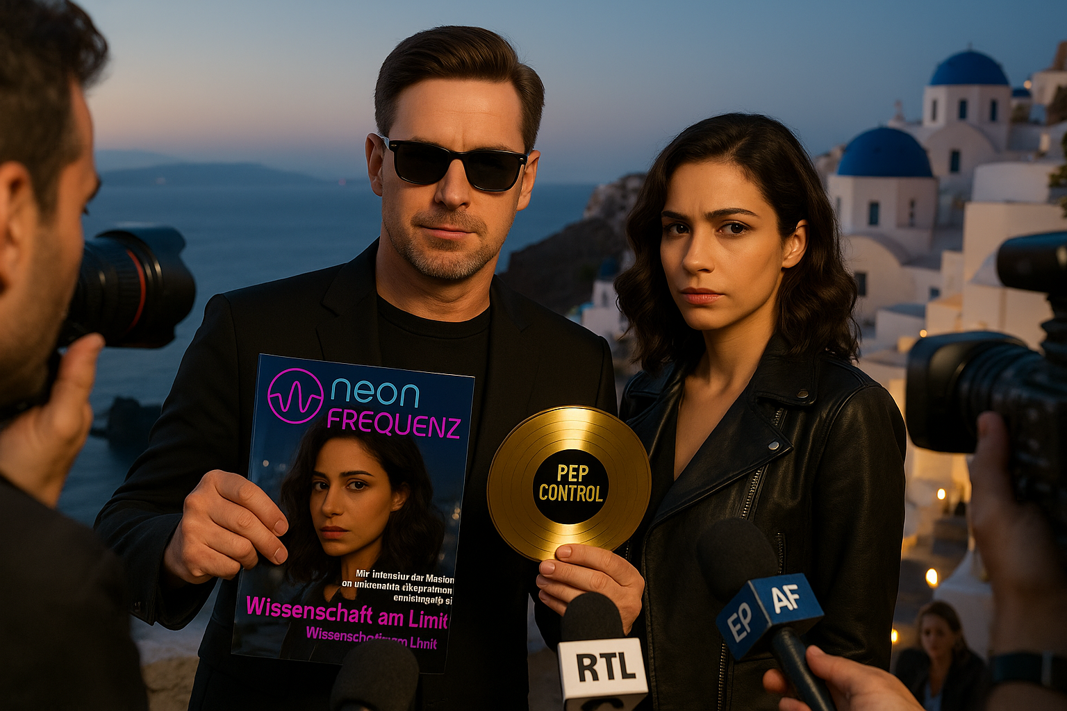 DJ Pep zeigt Reportern neonfrequenz Magazin